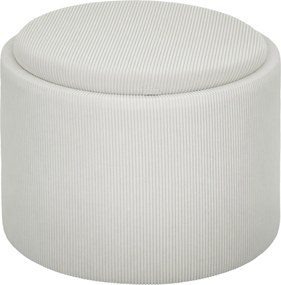 HOMCOM Puf z miejsem do przechowywania, Okrągły, Podnóżek, Sztruks, MDF, Kremowy