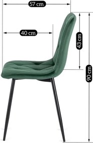 Zestaw Stół Okrągły LAUREN 80 cm Dąb Złoty/Czarny i 4 Krzesła ROBIN Zielone