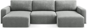 Szary rozkładany narożnik ze schowkiem z tkaniny szenilowej (w kształcie litery U) Kona – Makamii