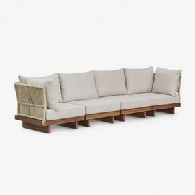 4-częściowa Modułowa Sofa Ogrodowa Z 2 Narożnymi Fotelami Z Drewna Akacjowego Dailin Akacja Brąz - Sklum