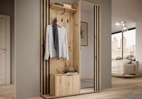Garderoba z lustrem Belfast 131cm szafa lamele przedpokój siedzisko ławka
