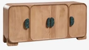 Aparador 160x45 Cm Z Drewna Mango I Naturalnego Kamienia Kivalina Zielony Marmur Udaipur - Drewno Mango - Sklum