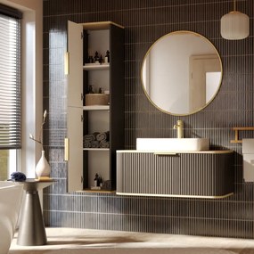 Szafka łazienkowa RIVELA 2D 40x160cm czarna STRAMA