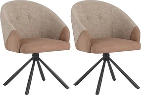 Zestaw 2 krzeseł do jadalni - tkanina i metal - brąz i beż - LAZAR