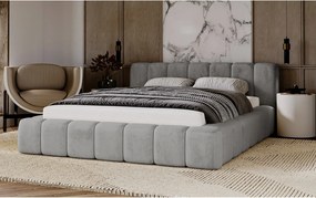 Emporius Bolonia łóżko 180 x 200 cm - pojemnik i stelaż,gruba pianka - łóżko tapicerowane 180x200 w nowoczesnym stylu - tkanina aksamitna, szary (Magic Velvet 2217)