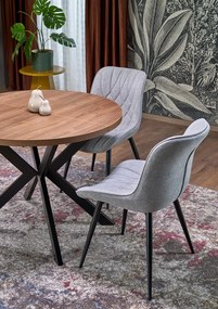 Stół do jadalni okrągły rozkładany płyta orzech/czarny 100-250/100/75 PERONI