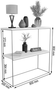 Konsola na metalowym stelażu dąb artisan + złoty N2-L19