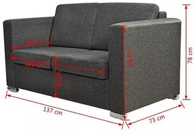 Dwuosobowa ciemnoszara sofa loftowa - Sigala 2Q