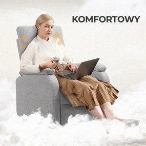 HOMCOM Fotel Relax z Regulowanym Oparciem i Podnóżkiem, Tapicerowany Fotel do Salonu, Szary