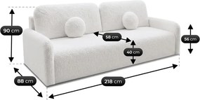 Sofa DUO Rozkładana Dwuosobowa Kremowa Boucle Japandi