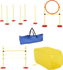Pawhut Zestaw Agility dla Psów Trening Przeszkody Żółty Poliester Kompletny Kit | Aosom PL