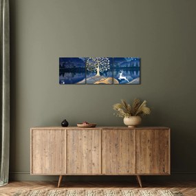 Obraz jelenia w pełni księżyca (z zegarem) (90x30 cm)