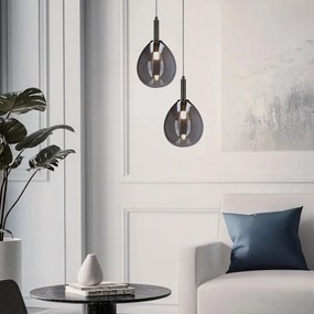 Szara lampa wisząca LED ze szklanym kloszem Lukka – Candellux Lighting