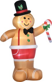 Outsunny Nadmuchiwane weihnachtsfiguren Nadmuchiwany ludzik piernikowy, 2 m, z dmuchawą, Wielokolorowy