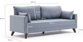 Jasnoniebieska rozkładana sofa 208 cm Bella – Balcab Home