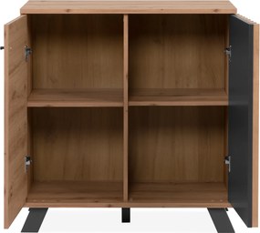 Dwudrzwiowa komoda z lamelami Medan 2D dąb artisan/antracyt