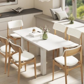HOMCOM Stół rozkładany, 140/180 x 80 cm stół kuchenny dla 6-8 osób, do kuchni, jadalni, biały | Aosom PL