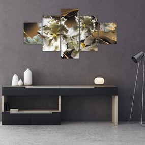 Obraz - Orchidea kwiaty na marmurowym tle (125x70 cm)