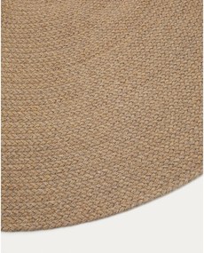 Beżowy okrągły dywan odpowiedni na zewnątrz z włókien z recyklingu ø 150 cm Despas – Kave Home