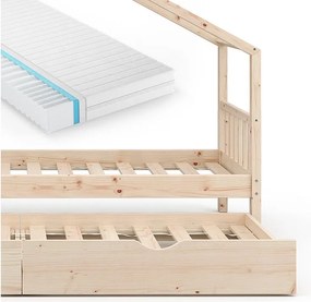 Łóżko domowe naturalne drewno 208x97x148 design