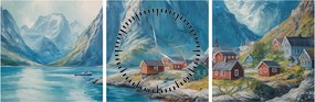 Obraz - Norweskie miasteczko (z zegarem) (90x30 cm)
