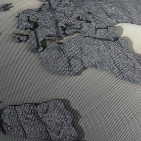 Obraz - Mapa świata w kamiennej teksturze (z zegarem) (90x30 cm)