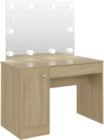 Toaletka hollywood z lustrem z żarówkami led dąb P0-D30