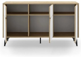 Biała niska komoda w dekorze dębu 140x79 cm Nola – Marckeric