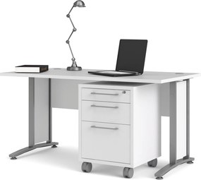 Biurko proste Prima biały 120 szare nogi