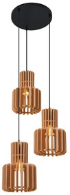 Retro Lampa Wisząca Czarna z Pomarańczowym Wnętrzem 3-punktowa - Felt Retro Oswietlenie wewnetrzne