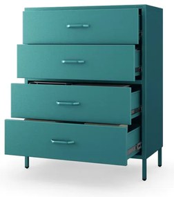 Komoda szafka metalowa morska / turkusowa Modern CARLA, 800 x 1015 x 400 mm