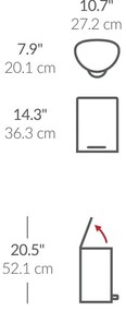 Simplehuman Kosz na śmieci z pedałem 6 l,półokrągły, matowa stal nierdzewna, plastik