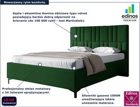 Zielone welurowe łóżko z pojemnikiem i zagłówkiem 4 rozmiary D1-P05