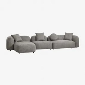Modułowa 3-częściowa Lewa Sofa Z Szezlongiem W Kolorze Szenilu Coco Granitowo-szara Gruba Tkanina Szenilowa - Sklum