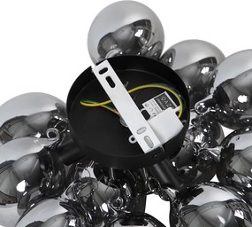 Designerska lampa sufitowa czarna z przydymionym szkłem 3-światła - Uvas