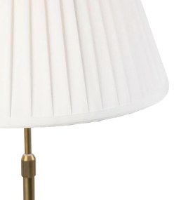 Lampa stołowa regulowana brąz klosz plisowany kremowy 35cm - Parte klasyczny/Antyczny Oswietlenie wewnetrzne