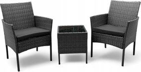 Komplet mebli ogrodowych dla 2 osób z technorattanu Alora, kolor szary