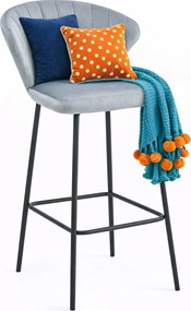 Tapicerowane srebrne barowe krzesło do wyspy L6-P98