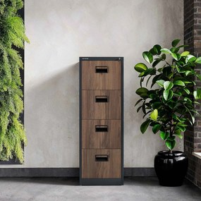 Metalowa szafa kartotekowa SARA V4, 460 x 1320 x 620 mm, Eco Design: antracytowa/ orzech
