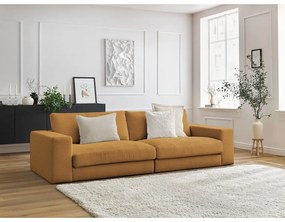 Musztardowa sztruksowa sofa 274 cm Leonard – Bobochic Paris