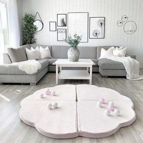 Mata do zabawy 160x160cm dla dziecka chmurka składana, welurowa, jasnoróżowa - meowbaby®