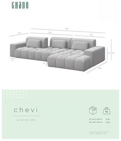 Niebieski narożnik (prawostronny/z szezlongiem) Chevi – Ghado