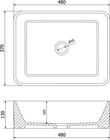 Mexen Catia umywalka nablatowa 48 x 37 cm, czarna mat/złota rant - 21314875