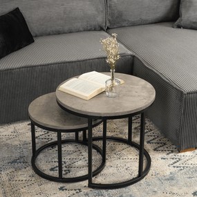 Zestaw Stolików Kawowych ROCKY 43 cm/53 cm Szary Beton Nowoczesny Loft