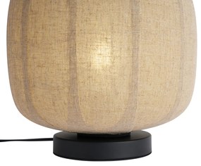 Lampa stołowa Japandi czarna z beżowym lnianym abażurem 27 cm - NamiJapandi Oswietlenie wewnetrzne