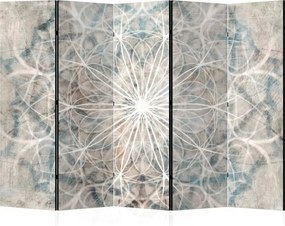 Parawan pokojowy 5-częściowy 225x172 Dwustronny dekoracyjny boho industrialny Szary Mandala Betonowa Rozeta