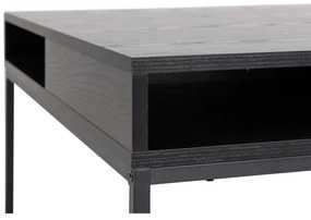 Czarny stolik z blatem w dekorze jesionu 80x80 cm Willford – Actona