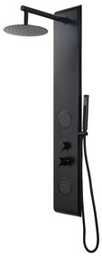 Panel prysznicowy z hydromasażem JUBIDA – kolor czarny – 20 × 130 cm
