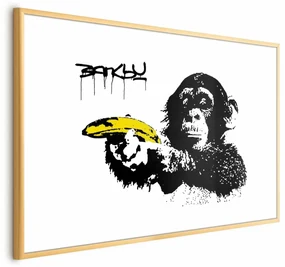 Plakat Banksy: Małpa 30x21 cm z ramą złotą z marginesem ARTGEIST B