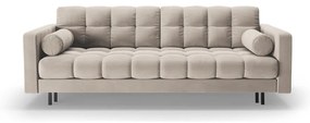 Beżowa aksamitna rozkładana sofa ze schowkiem 222 cm Bali – Cosmopolitan Design